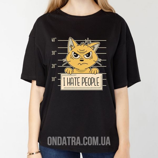 Cat Hate People - Футболка оверсайз жіноча Epic фото