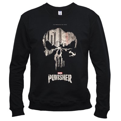 Punisher 02 (Каратель) - Світшот чоловічий розмір XS, Чорний, XS, Легка двохнитка 220 г/кв.м., 2123011